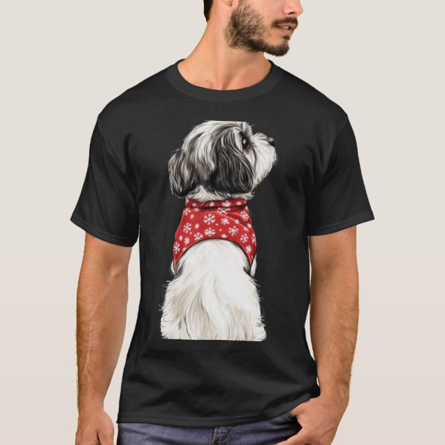 Camiseta Shih Tzu Christmas Lights Dog Lover Xmas Pajama Pu (Anverso)