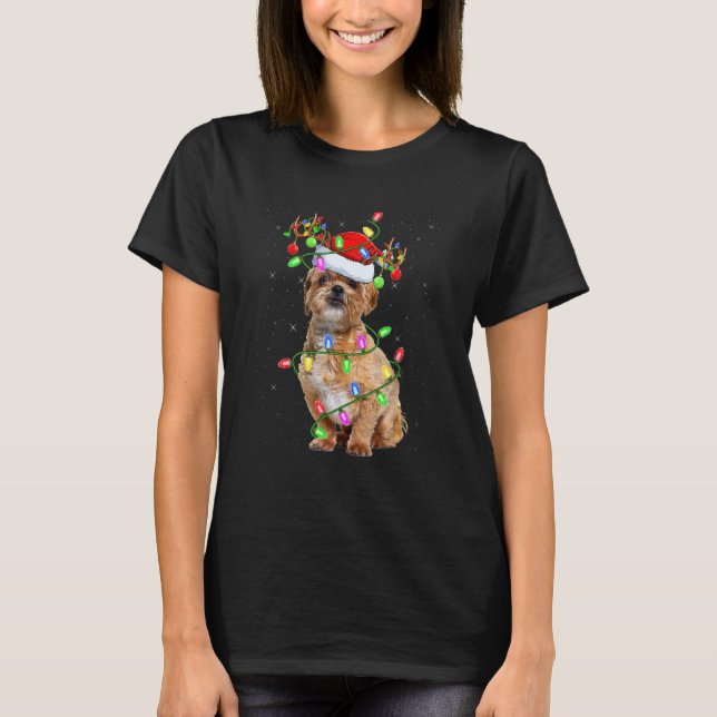 Camiseta Shih Tzu Christmas Tree Light Pajama Dog Xmas (Anverso)
