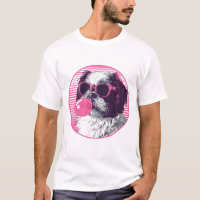 Shih Tzu con gafas de sol y chicle rosa