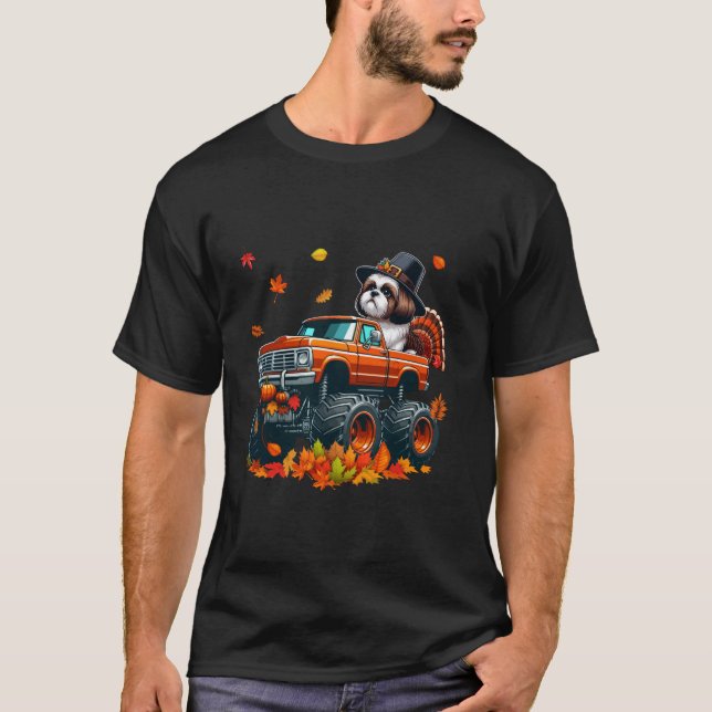 Camiseta Shih Tzu Cosplay Turquía en Monster Truck Thanksgi (Anverso)