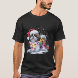 Camiseta Shih Tzu Dog Christmas Tree Light