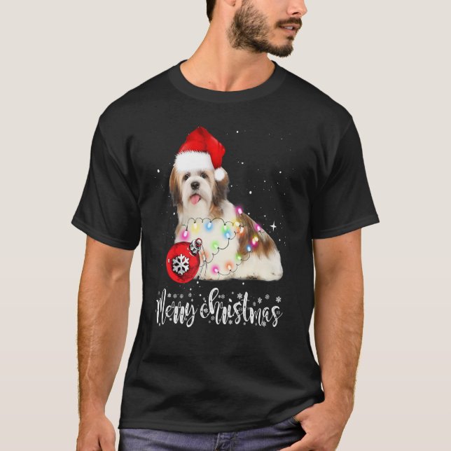 Camiseta Shih Tzu Dog Cute Christmas Lights (Anverso)