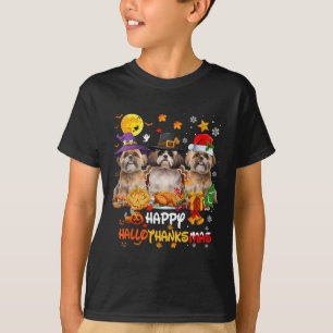Camiseta Shih Tzu Dog Happy Halloween Acción de Gracias Mer