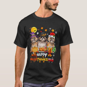 Camiseta Shih Tzu Dog Happy Halloween Acción de Gracias Mer