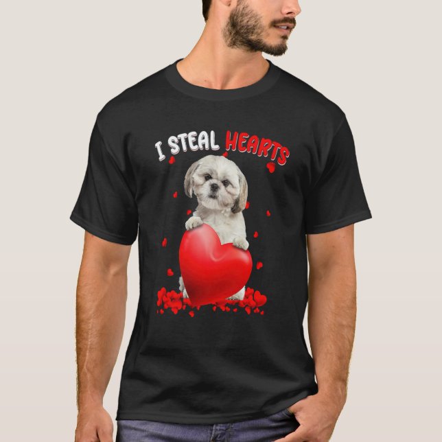 Camiseta Shih Tzu Dog I Steal Hearts Cute Valentine Day Wom (Anverso)