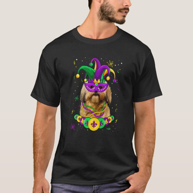 Camiseta Shih Tzu Dog Lover Mardi Gras Carnival Funny Mask  (Anverso)