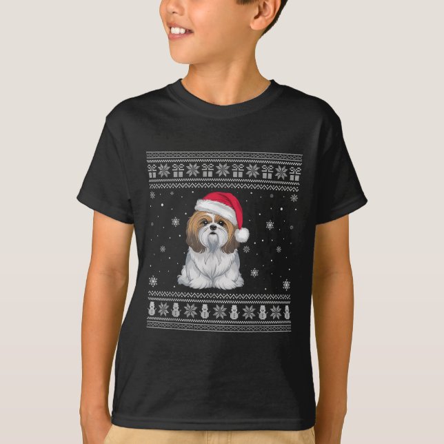 Camiseta Shih Tzu Dog Lovers Men Women Santa Ugly Xmas Swea (Anverso)