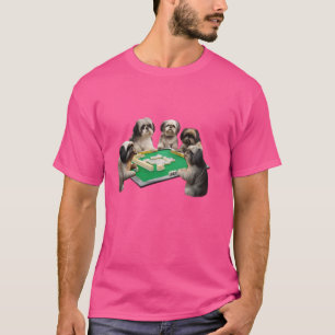 Camiseta Shih Tzu Dog Mahjong Graciosa carta de perro con c
