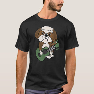 Camiseta Shih Tzu Dog Tocando Guitarra
