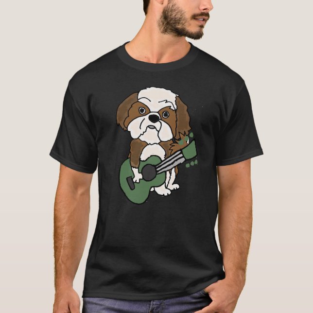Camiseta Shih Tzu Dog Tocando Guitarra (Anverso)