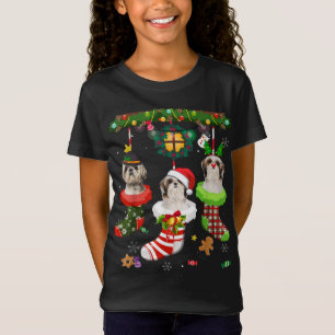 Camiseta Shih Tzu En Calcetines Navidades Santa Hat Xmas Lu