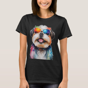 Camiseta Shih Tzu Gafas de sol Perro Gracioso Arte Animal I