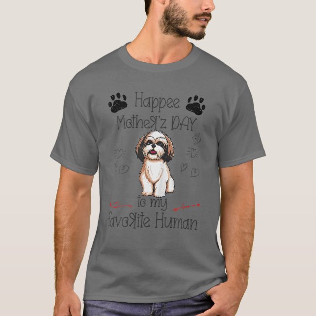 Camiseta Shih Tzu gracioso Feliz Día de la Madre a mi favor (Anverso)