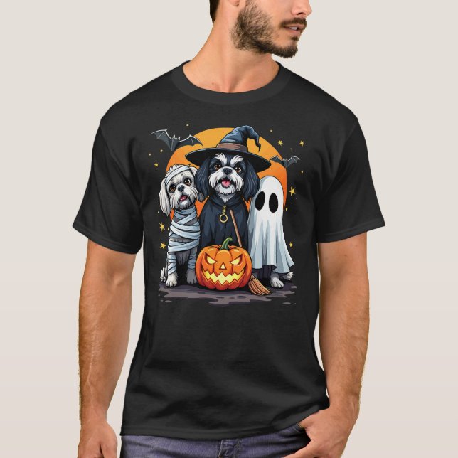 Camiseta Shih Tzu Halloween Costume Mummy Witch Ghost Dog L (Anverso)