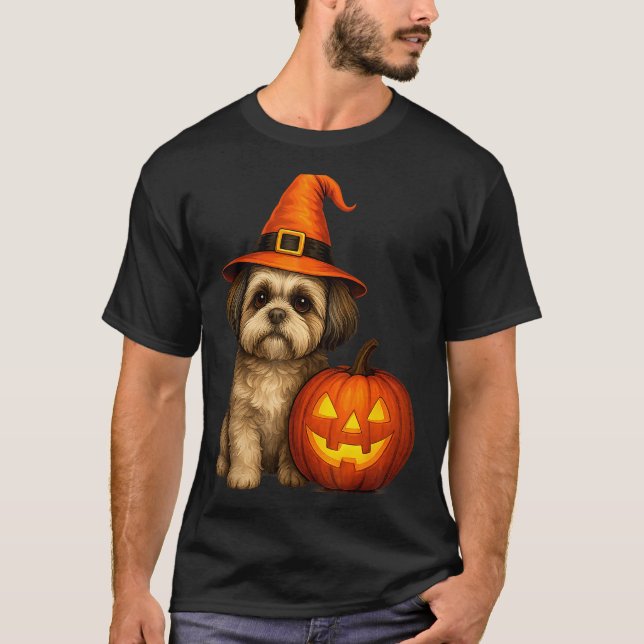 Camiseta Shih Tzu Halloween Pumpkin Dog Costume Family Matc (Anverso)