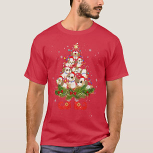 Camiseta Shih Tzu Iluminación de árbol de Navidad Cuidada P