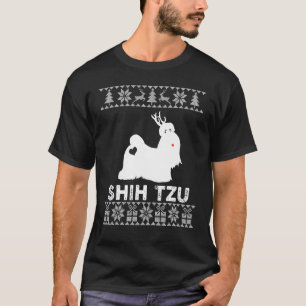 Camiseta Shih Tzu Mascota de perro dueño reno Navidades feo