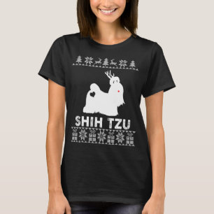 Camiseta Shih Tzu Mascota de perro dueño reno Navidades feo