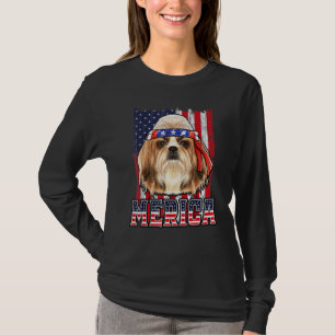 Camiseta Shih Tzu Merica 4 de julio Bandera Patriótica de P