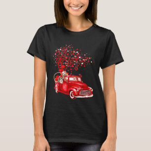 Camiseta Shih Tzu montando camión rojo de San Valentín mari