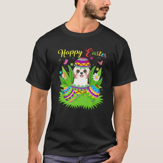 Camiseta Shih Tzu Perro Amante Floral Huevo de Pascua Graci (Anverso)