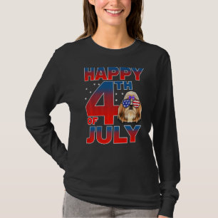 Camiseta Shih Tzu Perro Bandera Estadounidense Glass Feliz