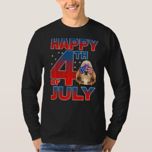 Camiseta Shih Tzu Perro Bandera Estadounidense Glass Feliz 