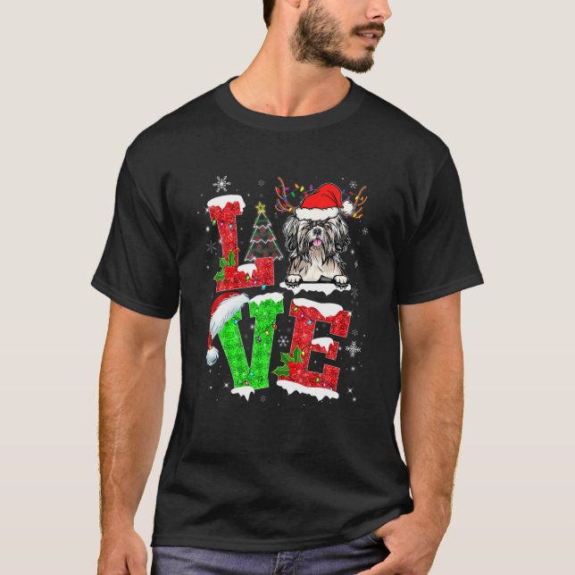 Camiseta Shih Tzu Perro reno Santa Navidades Divertido perr (Anverso)