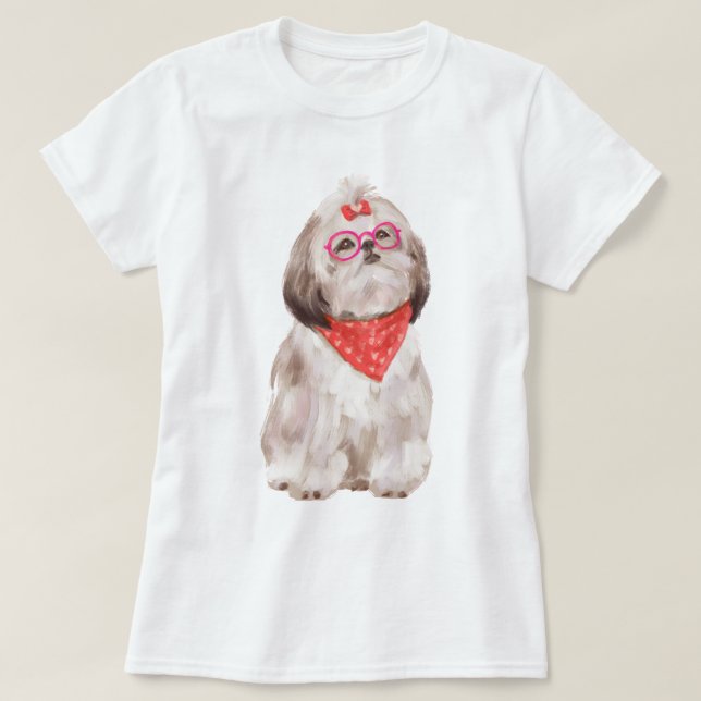 Camiseta Shih Tzu Puppy Dog pintado a mano (Diseño del anverso)