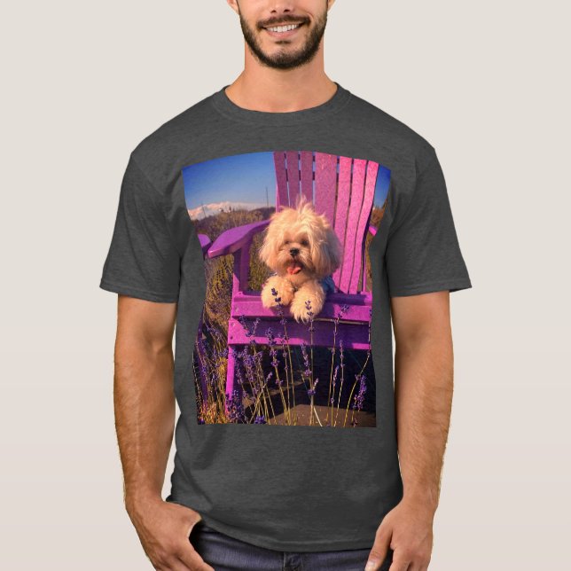 Camiseta Shih Tzu Relaxing Adirondak Chair, Dog Days Summer (Anverso)
