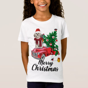 Camiseta Shih Tzu Ride Navidades de Camión Rojo Pajama