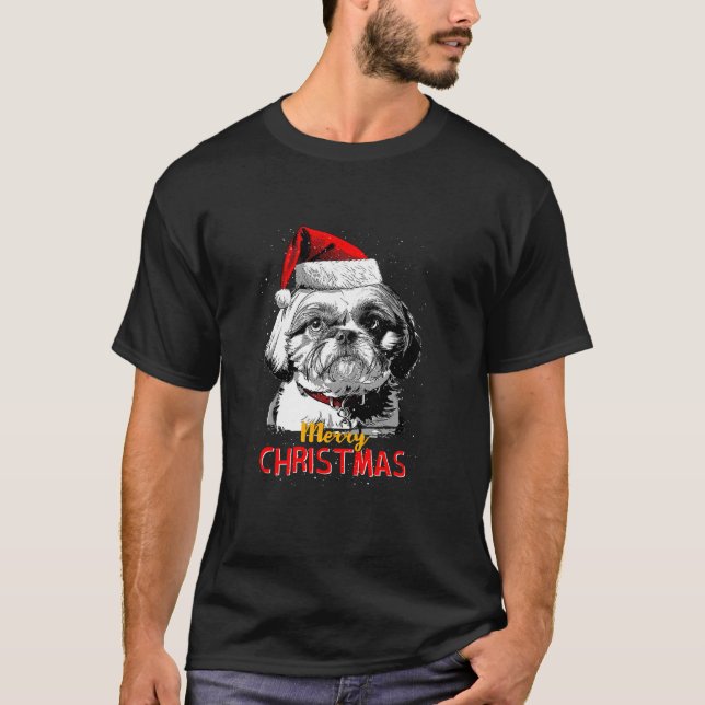 Camiseta Shih Tzu Santa Claus Gorra Merry Christmas Dog X M (Anverso)