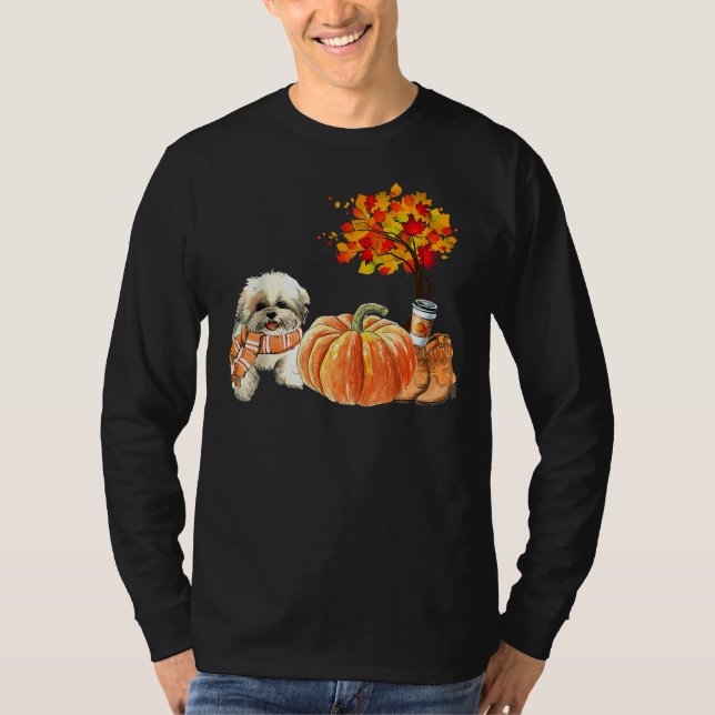 Camiseta Shih Tzu Scarf Spice Spice Latte otoño sale F (Anverso)