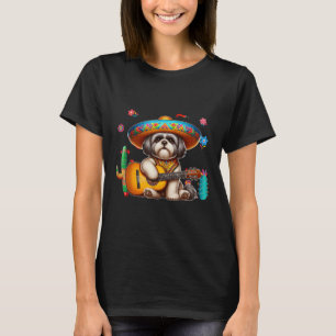 Camiseta Shih Tzu Sombrero Guitarra Mexicana Cinco De Mayo