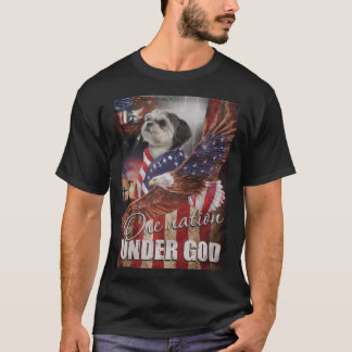 Camiseta Shih Tzu Una nación bajo la bandera de Dios: Shih