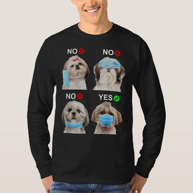 Camiseta Shih Tzu Usa Máscara De Cara Perro Derecho Para Ho (Anverso)