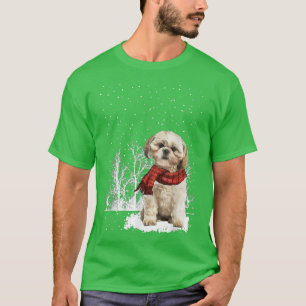 Camiseta Shih Tzu Winter Scarf Dogs Tree Snow Chris