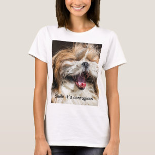 Camiseta Shih tzu yawning sonriendo personalizar de texto