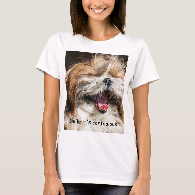 Camiseta Shih tzu yawning sonriendo personalizar de texto (Anverso)