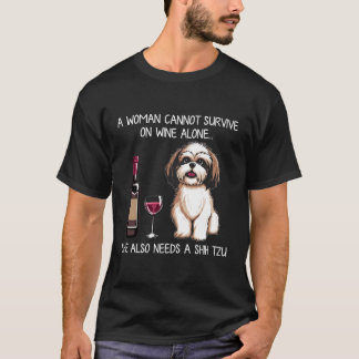 Camiseta Shihzu y vino Perro divertido retro