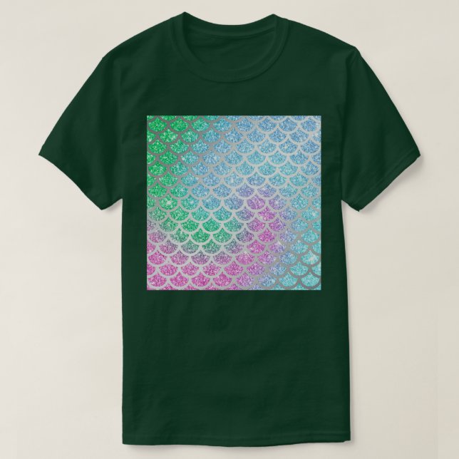 Camiseta Shimmery Purpurina arcoiris escalas de sirena 5 (Diseño del anverso)