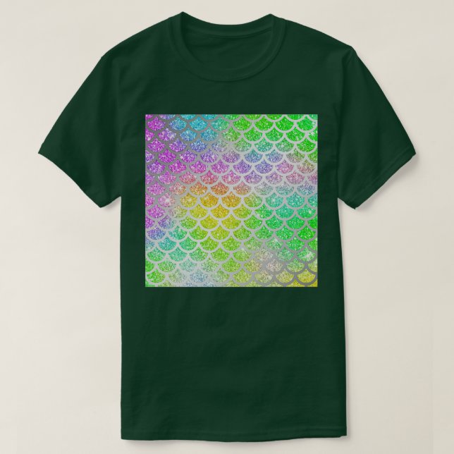 Camiseta Shimmery Rainbow Purpurina Mermaid Scales 16 (Diseño del anverso)