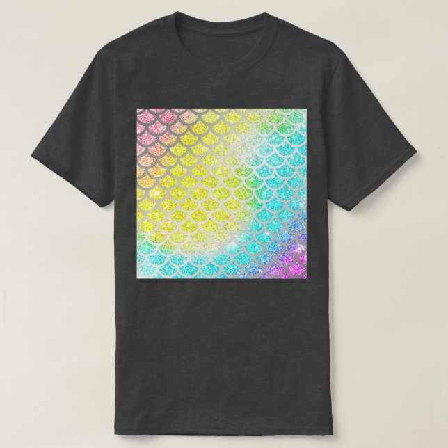 Camiseta Shimmery Rainbow Purpurina Mermaid Scales 18 (Diseño del anverso)