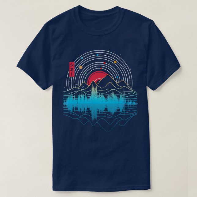 Camiseta Shimmy Music Sky Space Outdoor Mountain Lineart (Diseño del anverso)
