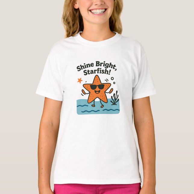 Camiseta Shine Bright Starfish Cute Orange Beach Design (Anverso)