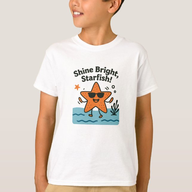 Camiseta Shine Bright Starfish Cute Orange Beach Design (Anverso)