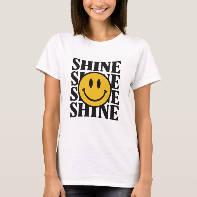 Camiseta SHINE Retro Smiley Face Bold Typography T-Shirt (Anverso)