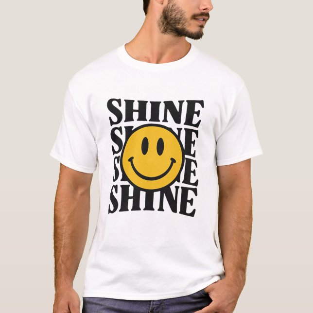 Camiseta SHINE Retro Smiley Face Bold Typography T-Shirt (Anverso)
