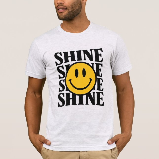 Camiseta SHINE Retro Smiley Face Bold Typography T-Shirt (Anverso)