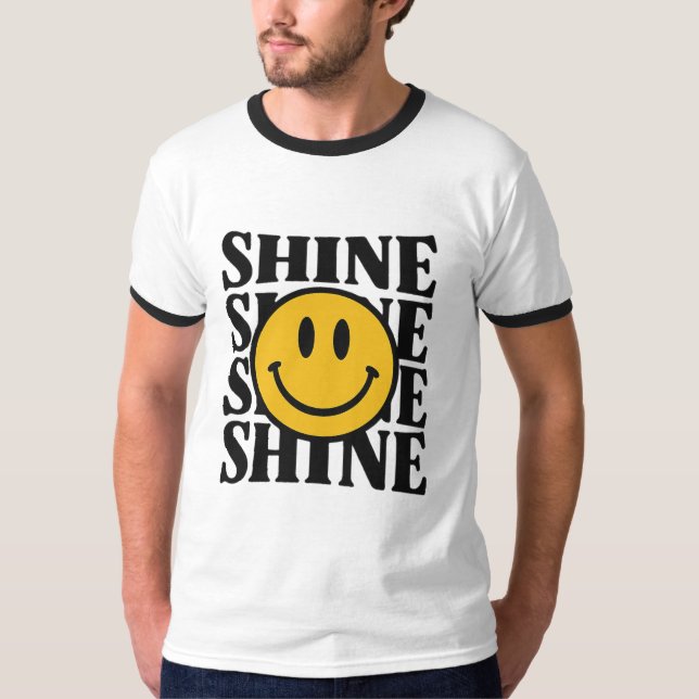 Camiseta SHINE Retro Smiley Face Bold Typography T-Shirt (Anverso)